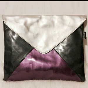 KENAR Plum Black & Silver Patent Clutch